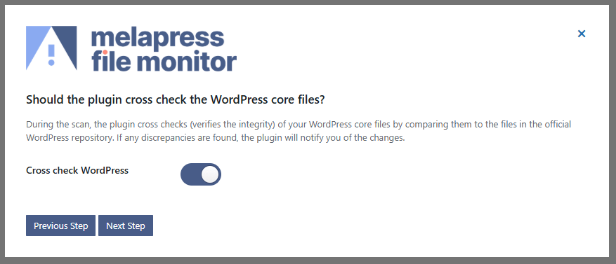 A screenshot of the cross check wordpress button switched on. 