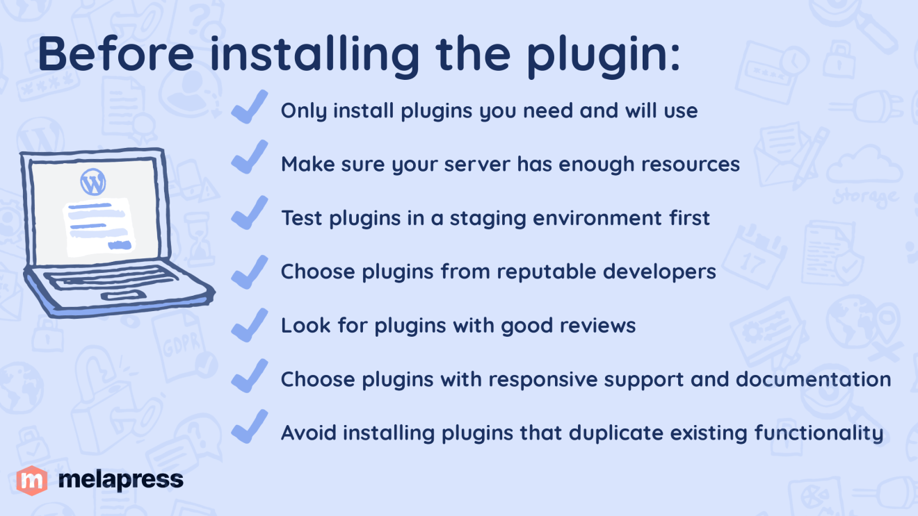 checklist before installing WordPress plugins