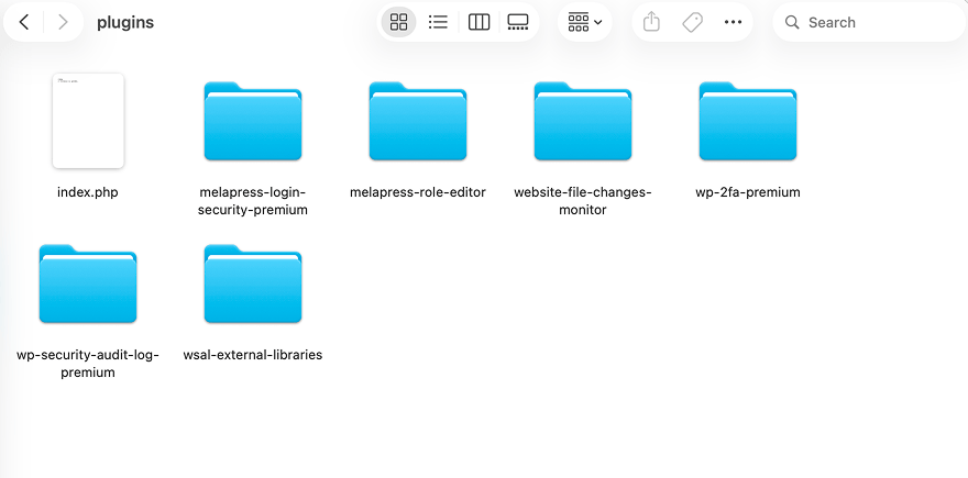 plugins folder installed on the WordPress site
