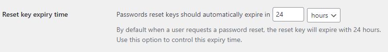 Configure the WordPress reset key expiry time