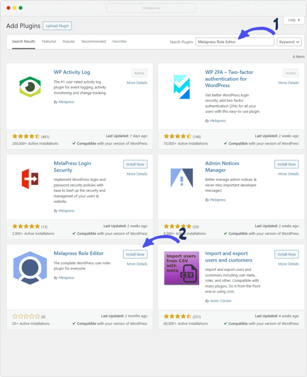 Downloading Melapress Role Editor from the WordPress repository