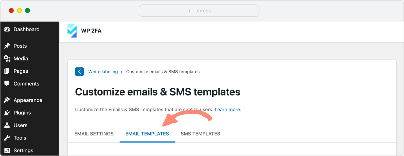 customizing email templates in wp 2fa plugin