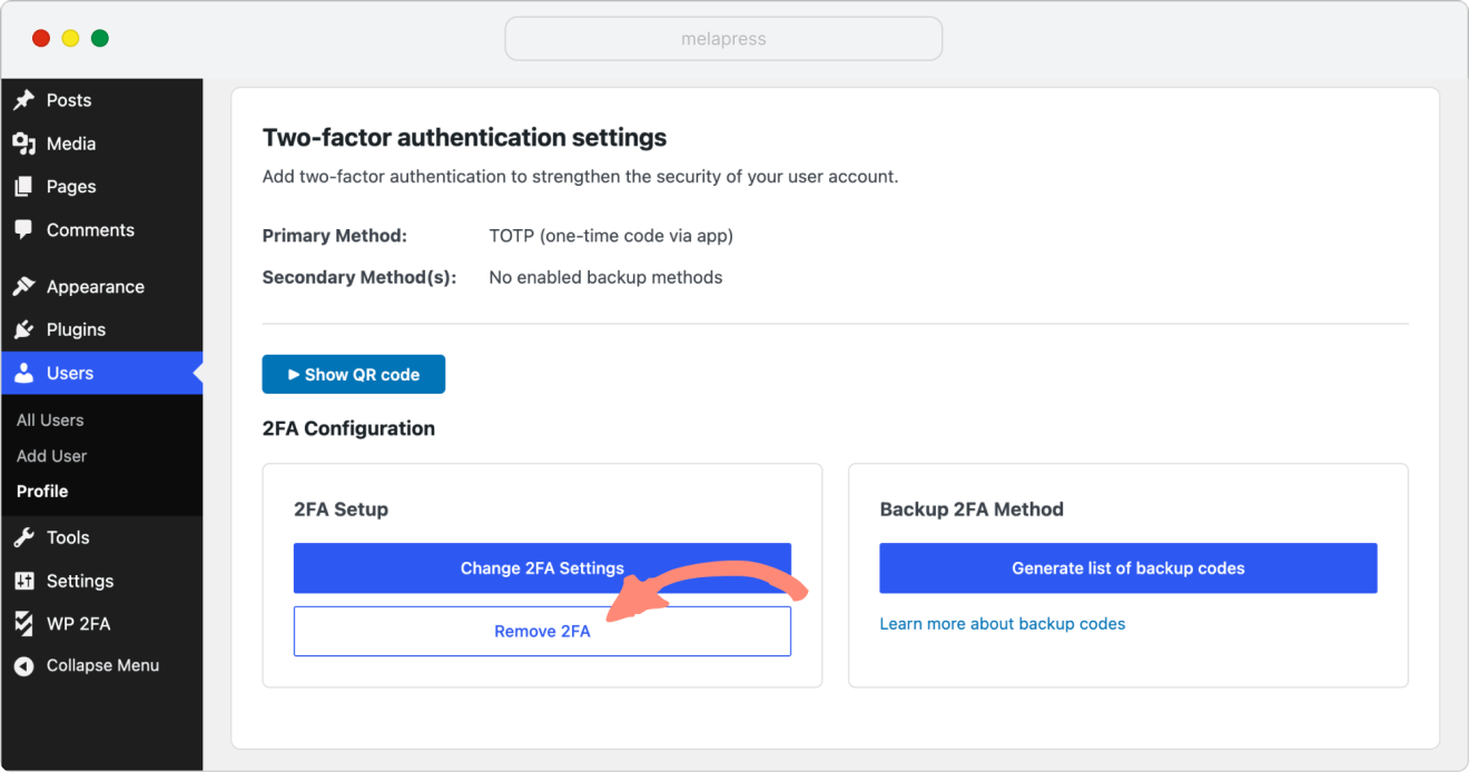 remove 2FA to let user log in without 2fa once when user locked in