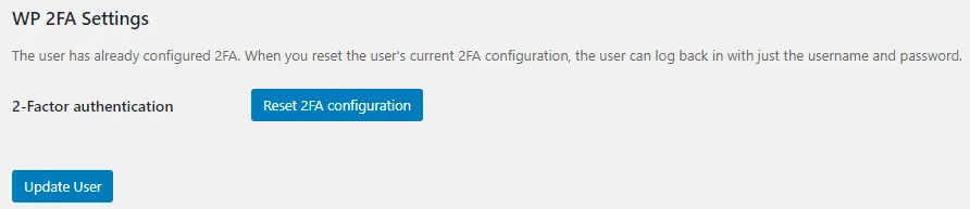 how to reset users 2fa configuration