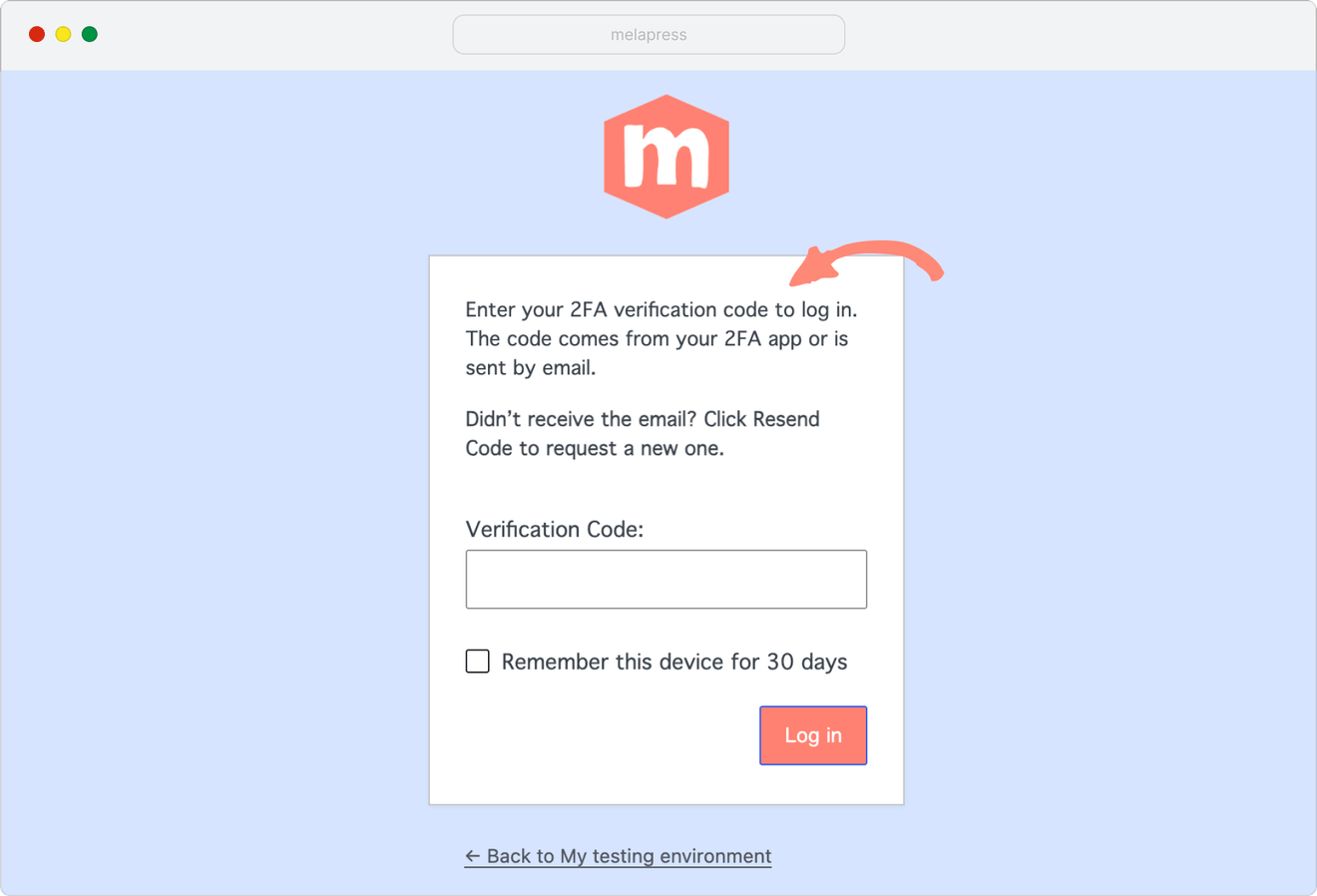 example of customized 2fa login page message