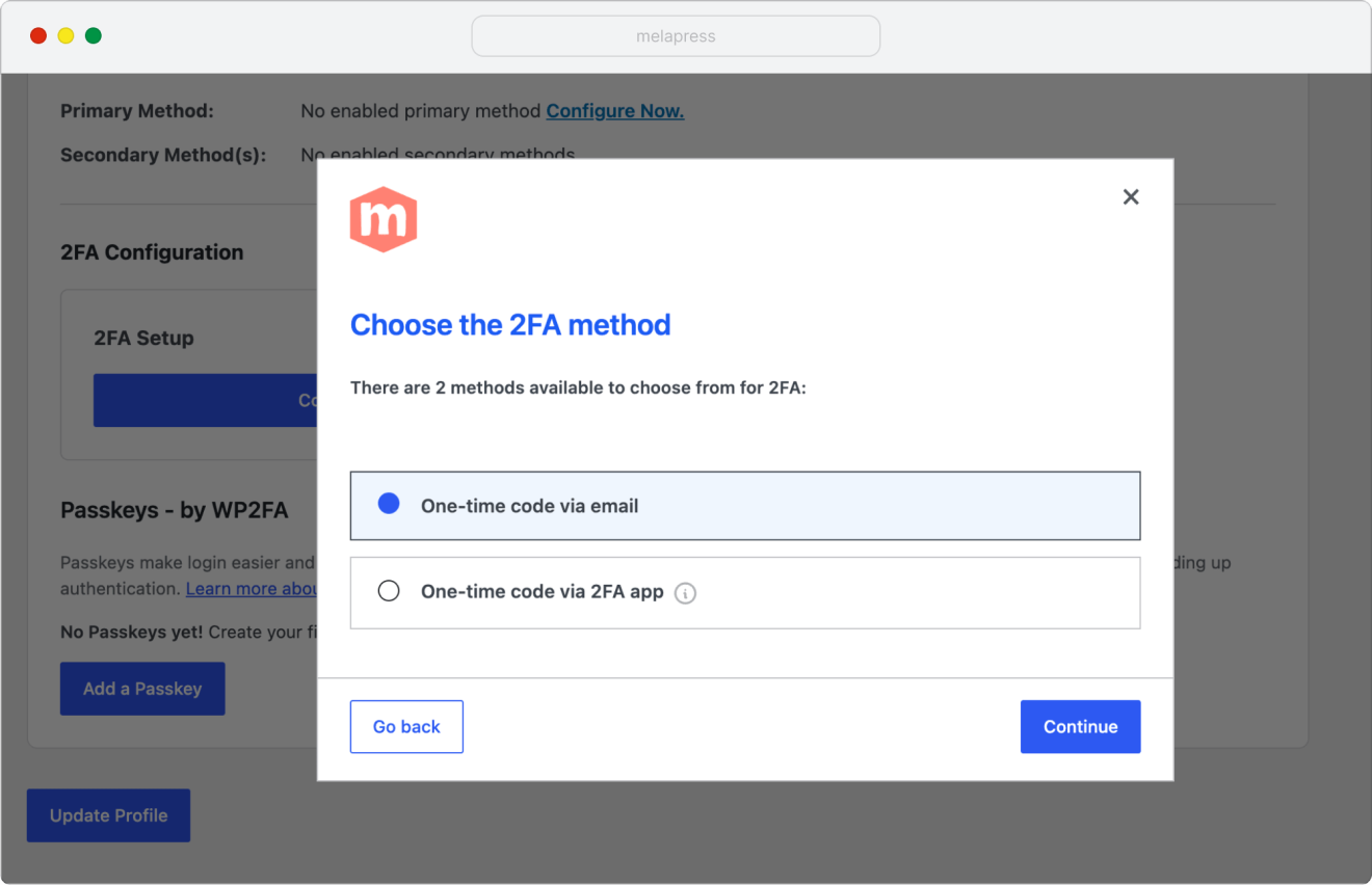 wp 2fa customized 2fa wizard example