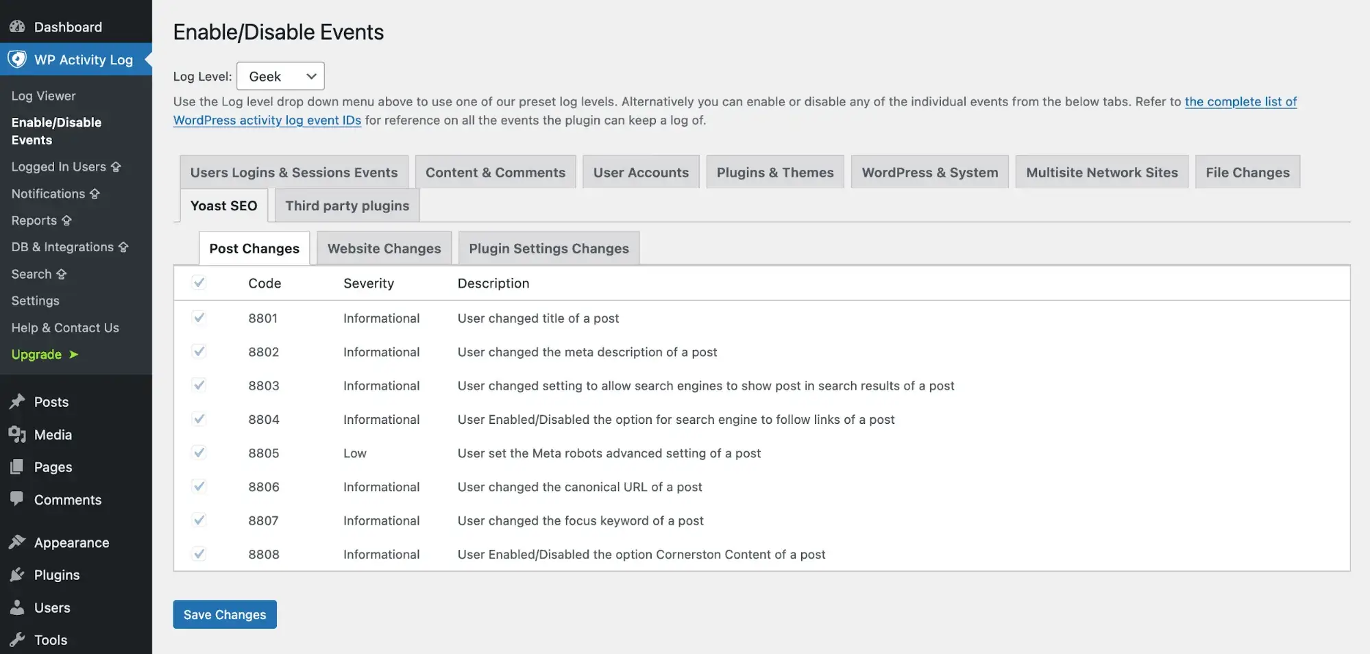Yoast SEO changes