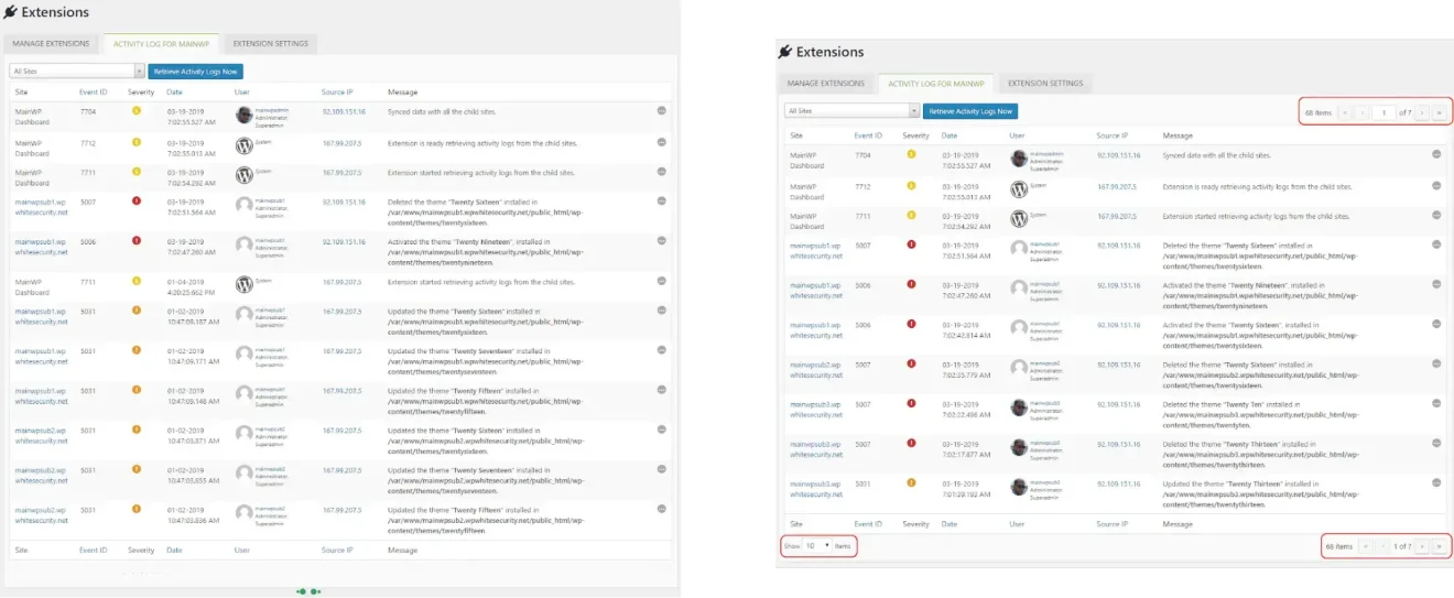 extensions in wp activity log