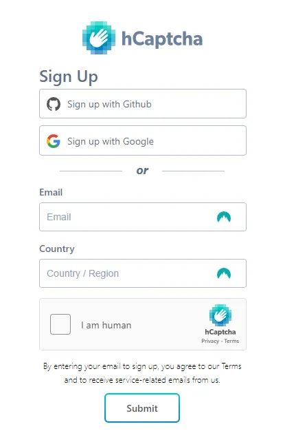 hCaptcha sign in