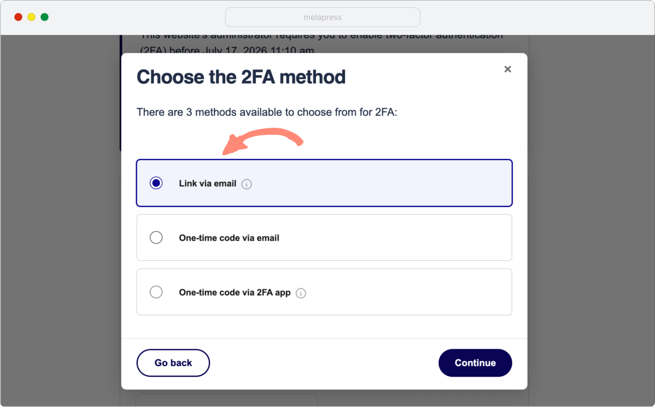WP 2FA wizard launched after clicking configure 2fa on My account page