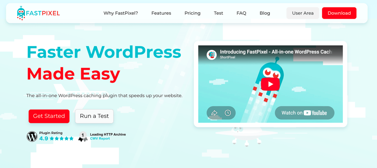 FastPixel caching plugin landing page