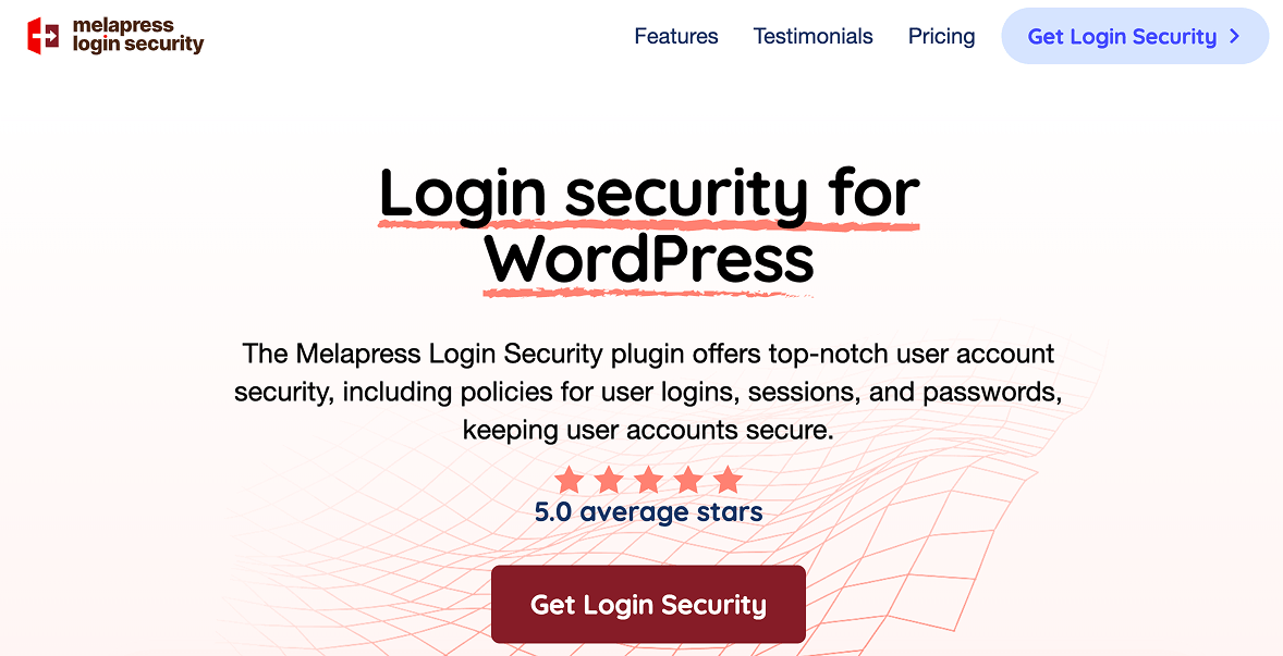 Melapress Login Security plugin landing page screenshot