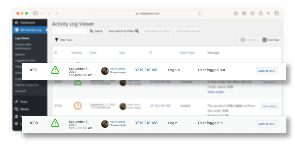 Track, log WordPress user activity with the best plugin | Melapress