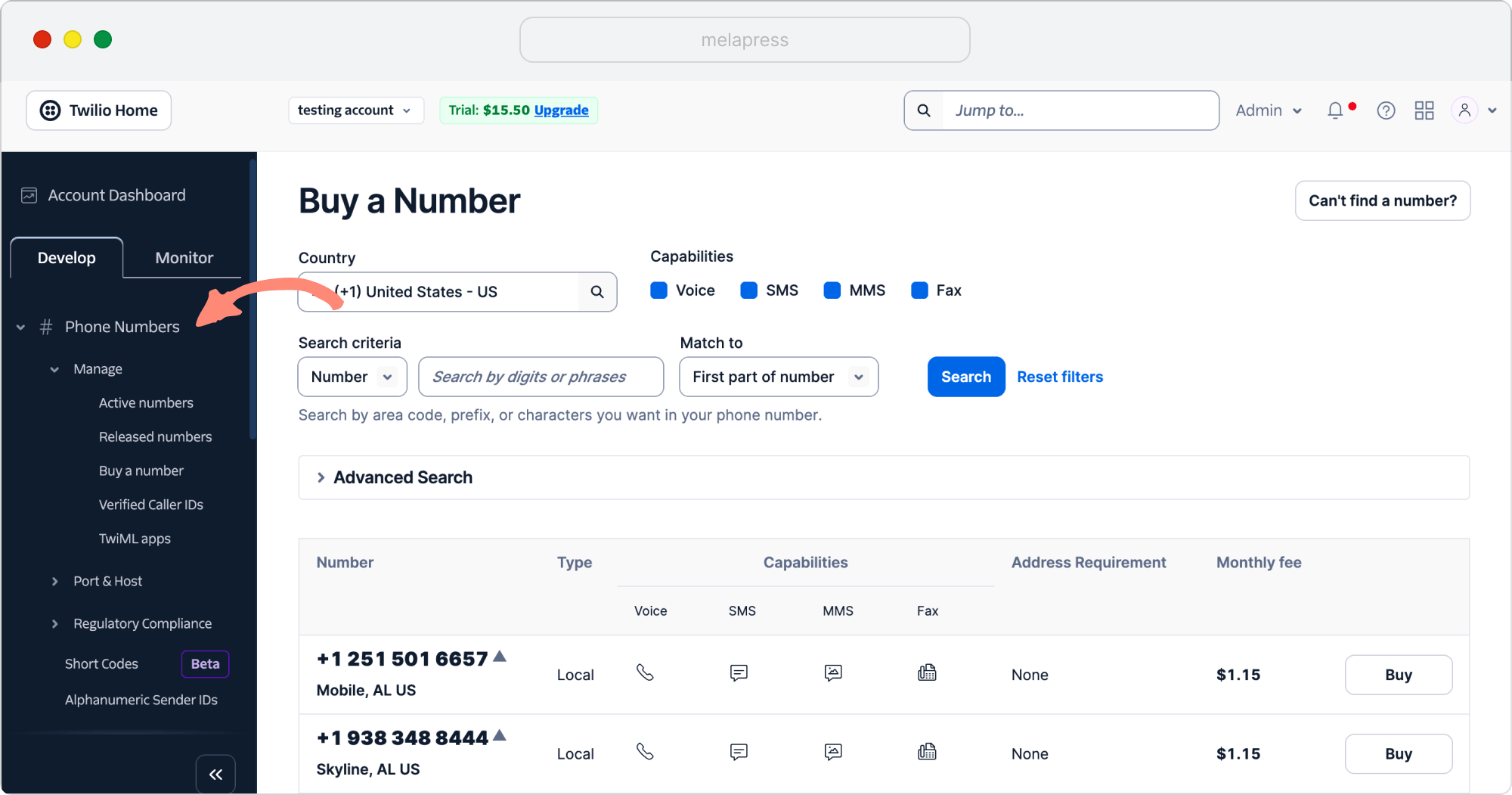 get twilio number dashboard