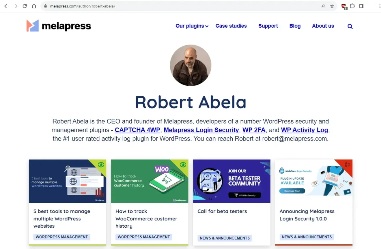 WordPress author page