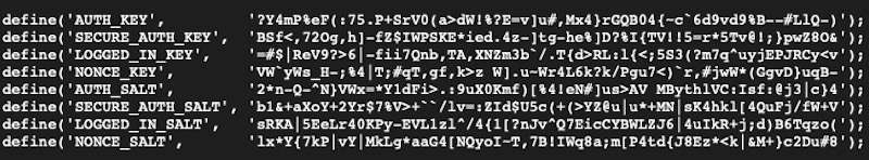 Random output from the WordPress Salt Generator 

