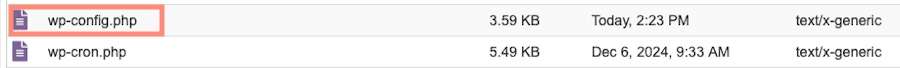 Find the wp-config.php file in the root directory. 