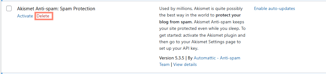 Deactivate and delete WordPress plugin