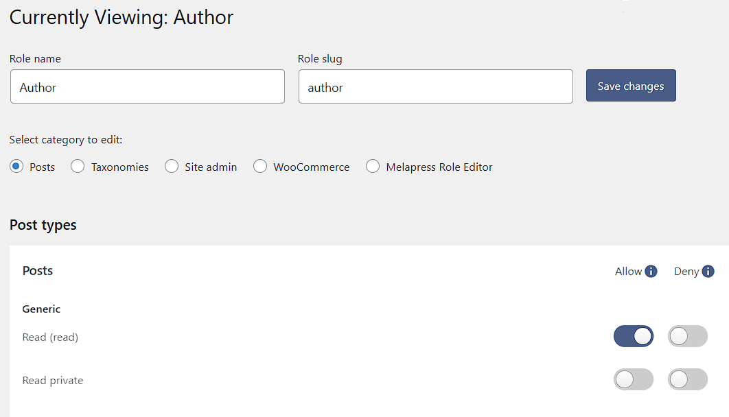 Assign capabilities to roles with Melapress Role Editor