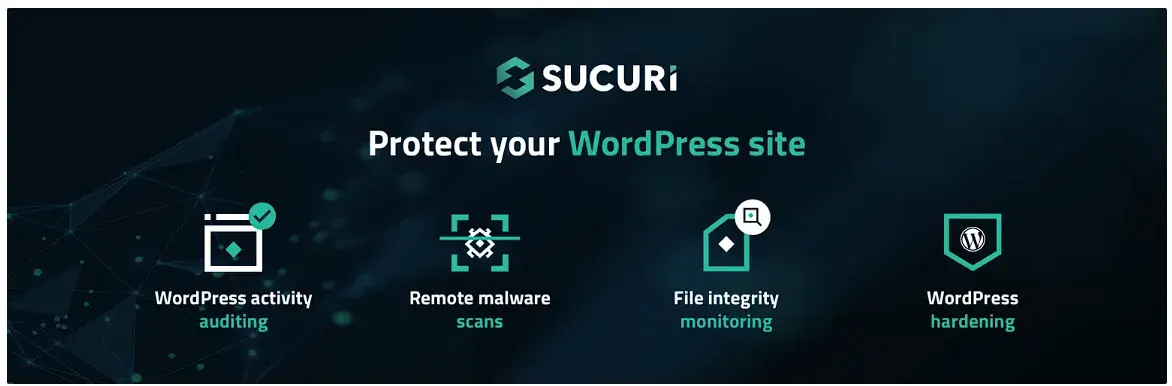 Sucuri banner showcasing plugin features