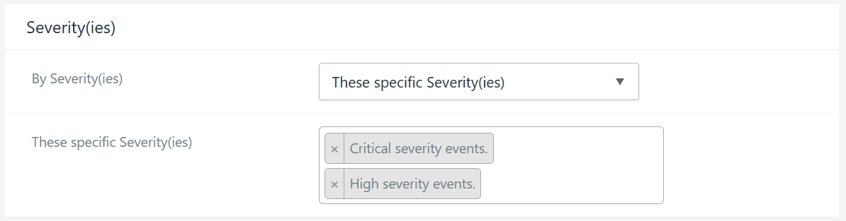 WP Activity Log - Severity(ies) screenshot