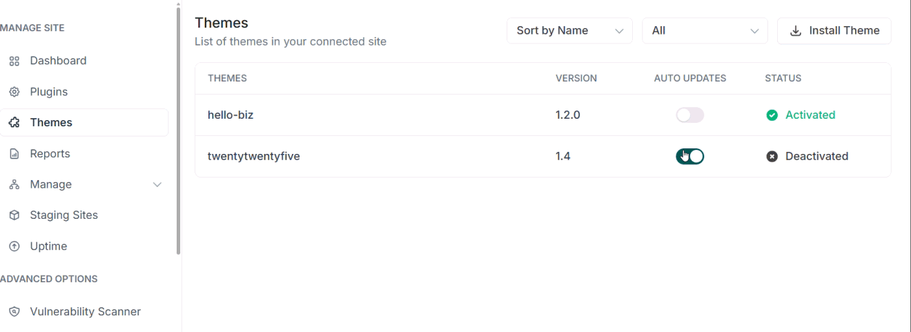 auto updates management across WordPress network with InstaWP tool