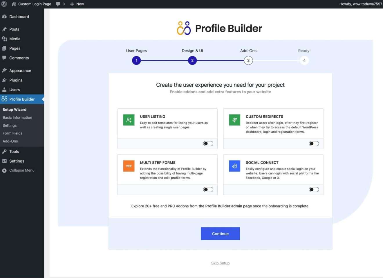 choose which add-ons you want to enable