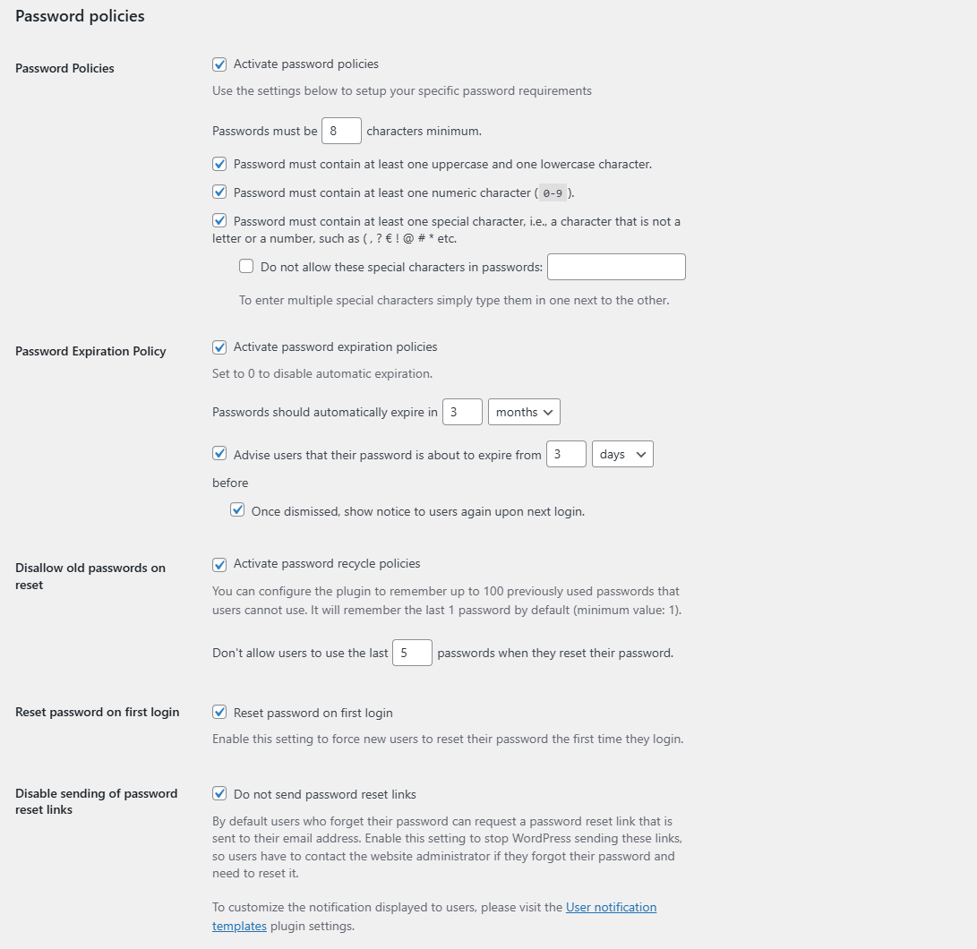 password policies and other user account security controls across the entire network