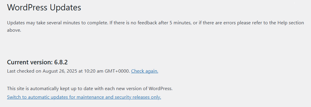 Wordpress updates