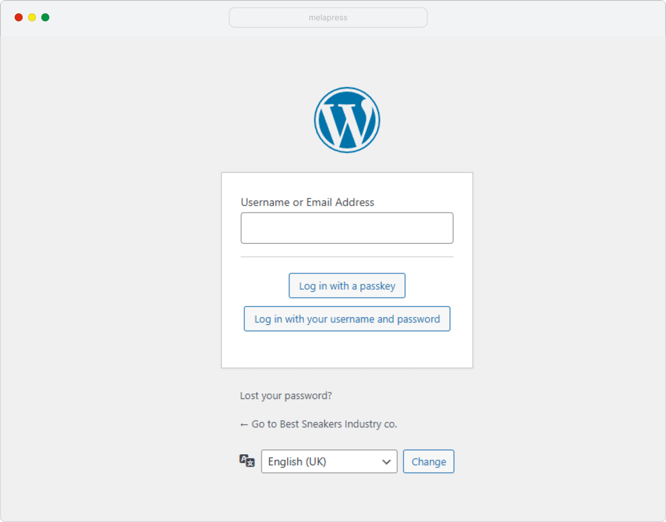 a screenshot of a login window using a passkey