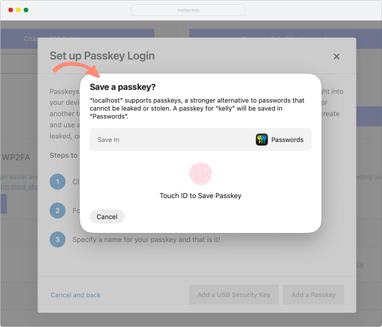 a screenshot of autenticating using touch id