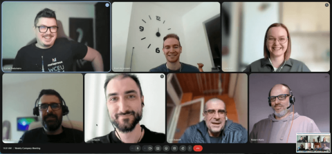 Team photo on Google Meet with all 7 Melapress team members