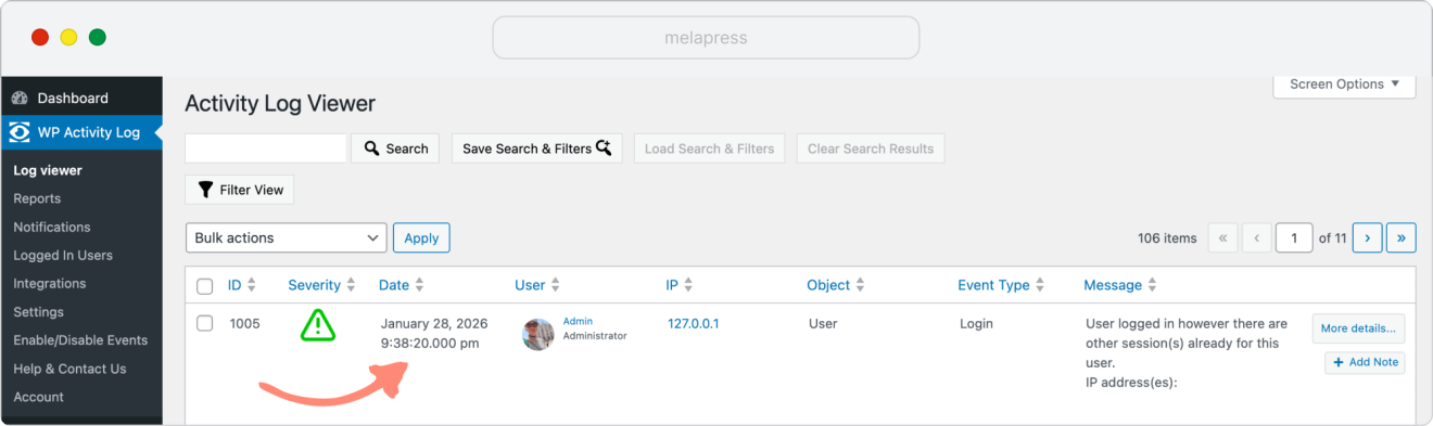 user login in atypical business hours in activity log