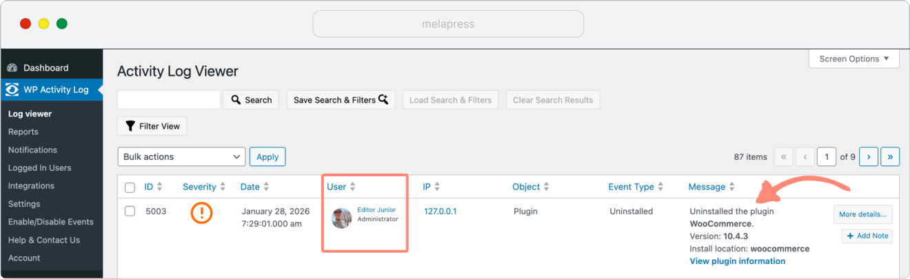 plugin uninstalled by editor user role