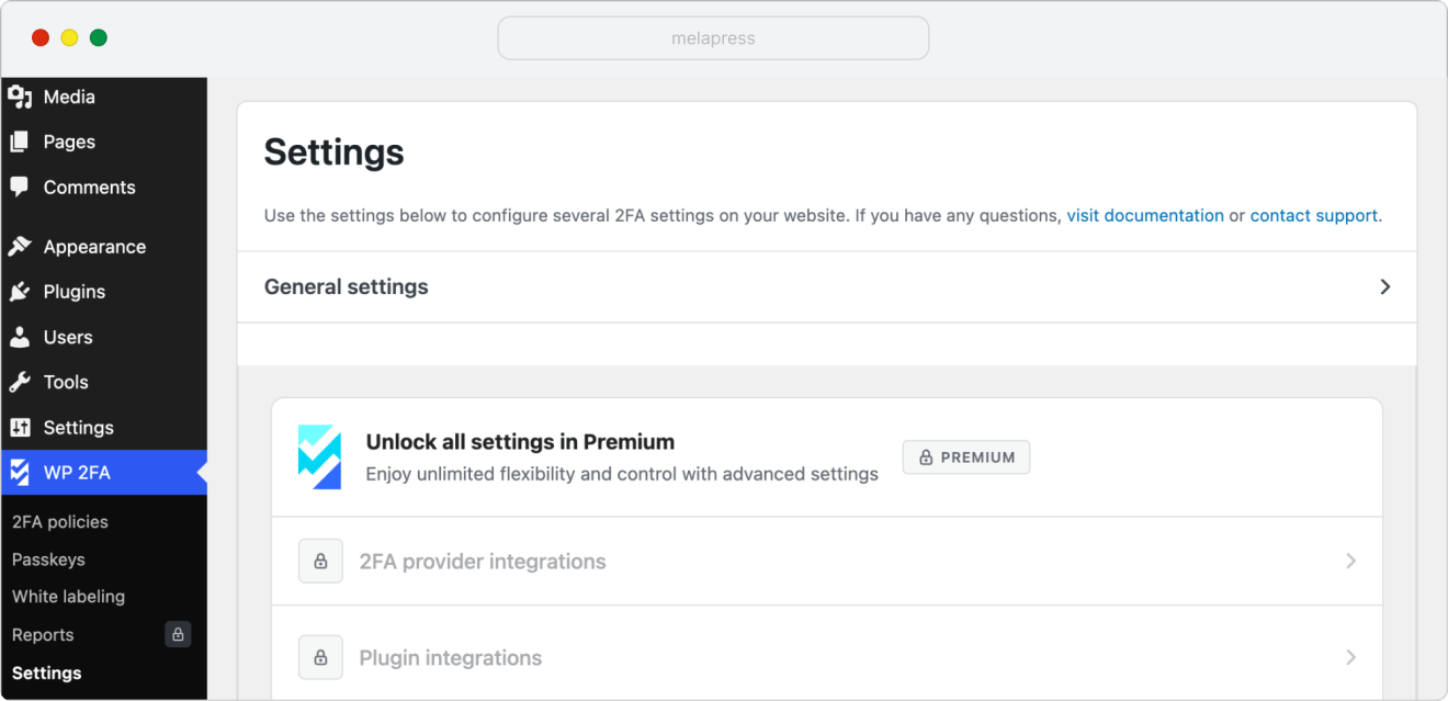 new interface of WP 2FA settings page
