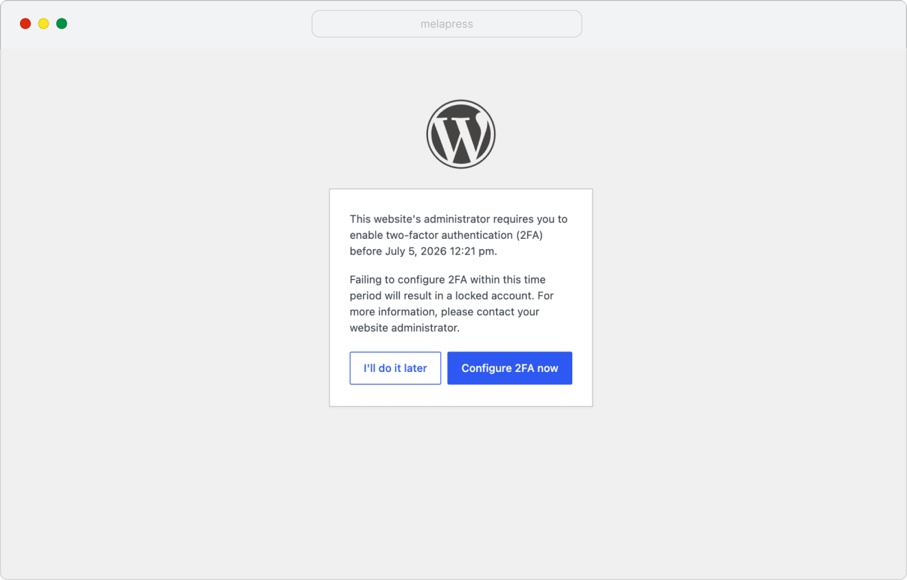 set up 2fa on the login page after your admin enforced it