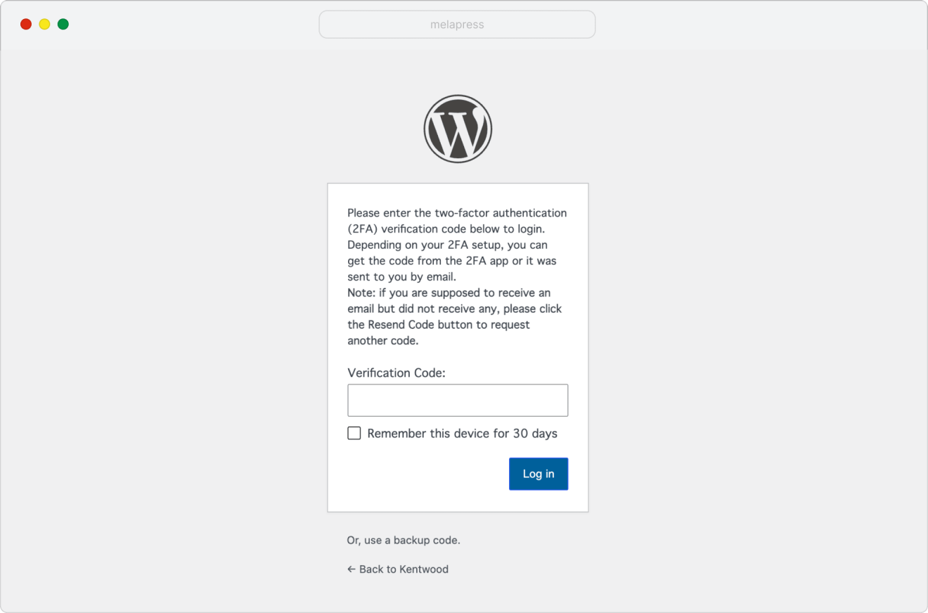 2fa verification during log in WordPress dashboard