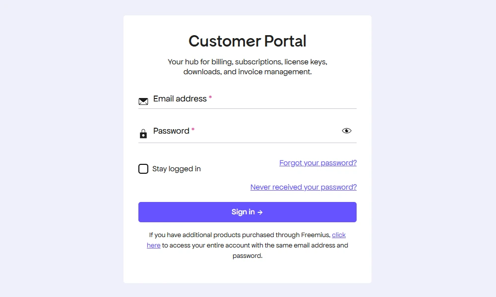 Previous account portal