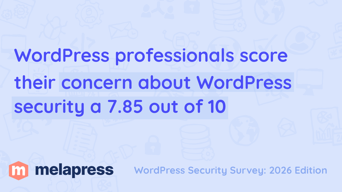 Stats showing WordPress professionals score their concern about WordPress security a 7.85 out of 10